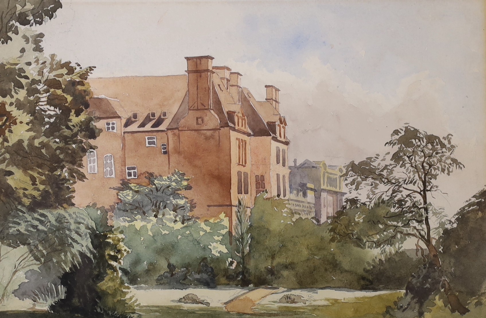 Victorian School, three watercolours, Houghton Ruins and View of a Country House and a View of a Cathedral, 17 x 25cm